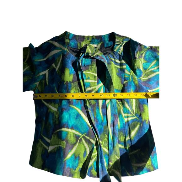 Kenneth Cole Belted Blouse Womens 4P Silk Linen Luxury Beach Office Country Club - Picture 6 of 16